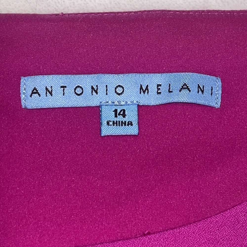 NWT Antonio Melani Tiago Belted Peplum Sheath Dress Fuchsia Pink Size 14 - Picture 3 of 5